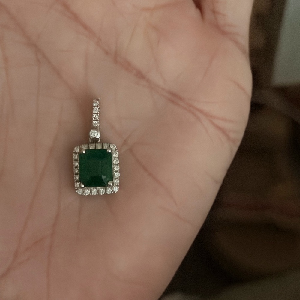 Effy Emerald Green Square Halo Pendant Necklace - Women Jewelry